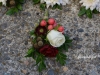 Ivory spray rose with red & coral accents