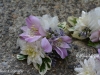 Lavender & white wrist corsage ~ cushion mums & alstroemeria