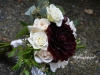 Posy Bouquet With Ivory Roses & Burgundy Dahlia