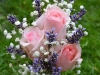 Small Posy Bouquet ~ Pink Roses With Lavender & Babys Breath