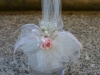 Tulle kissing ball with pastel pink spray roses